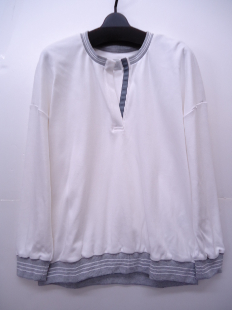 【KCM】asy-12-M★新品★【eleventy/イレブンティ】レディース 長袖カットソー プルオーバー ホワイト系 サイズM イタリア製拍卖