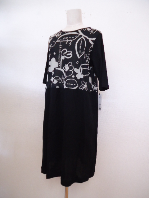 【KCM】asy-55-42★新品★【GIOCARE VITA/ジョッカーレヴィータ】レディース ウエスト切替 カットソーワンピース ブラック系 サイズ42拍卖