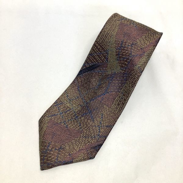 KENZO ケンゾー 総柄 ネクタイ シルク 絹 100 光沢 ブラウン系 茶系拍卖