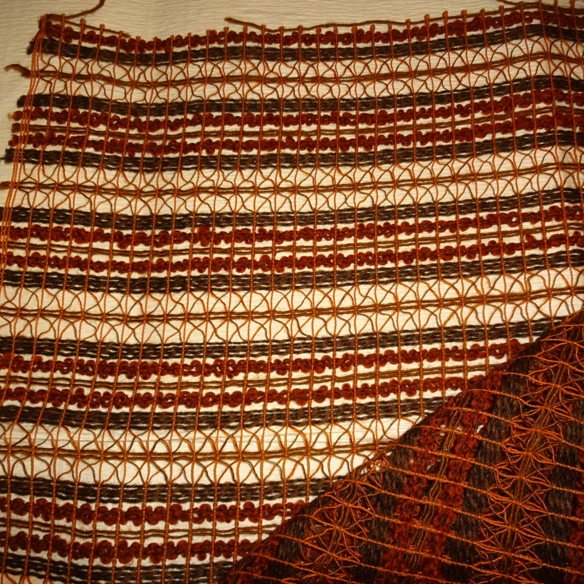 ウールメッシュ生地 オレンジ色系 幅148cm長さ3m50cm拍卖