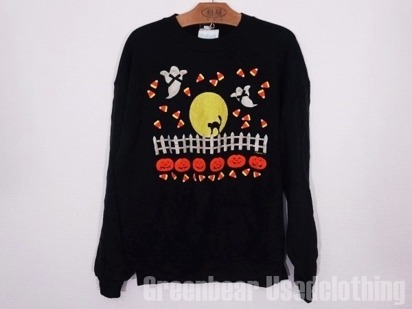 APE353◆USA製【ハロウィントレーナー】レトロ古着 アグリークリスマスパーティー ダサかわ拍卖