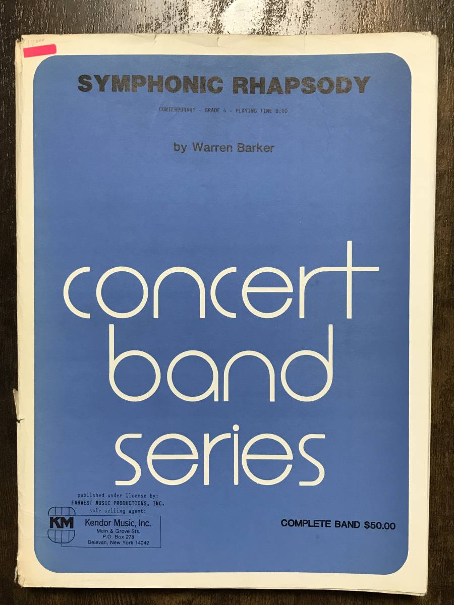 送料無料/吹奏楽楽譜/ウォーレン・バーカー:シンフォニック・ラプソディ/試聴可拍卖