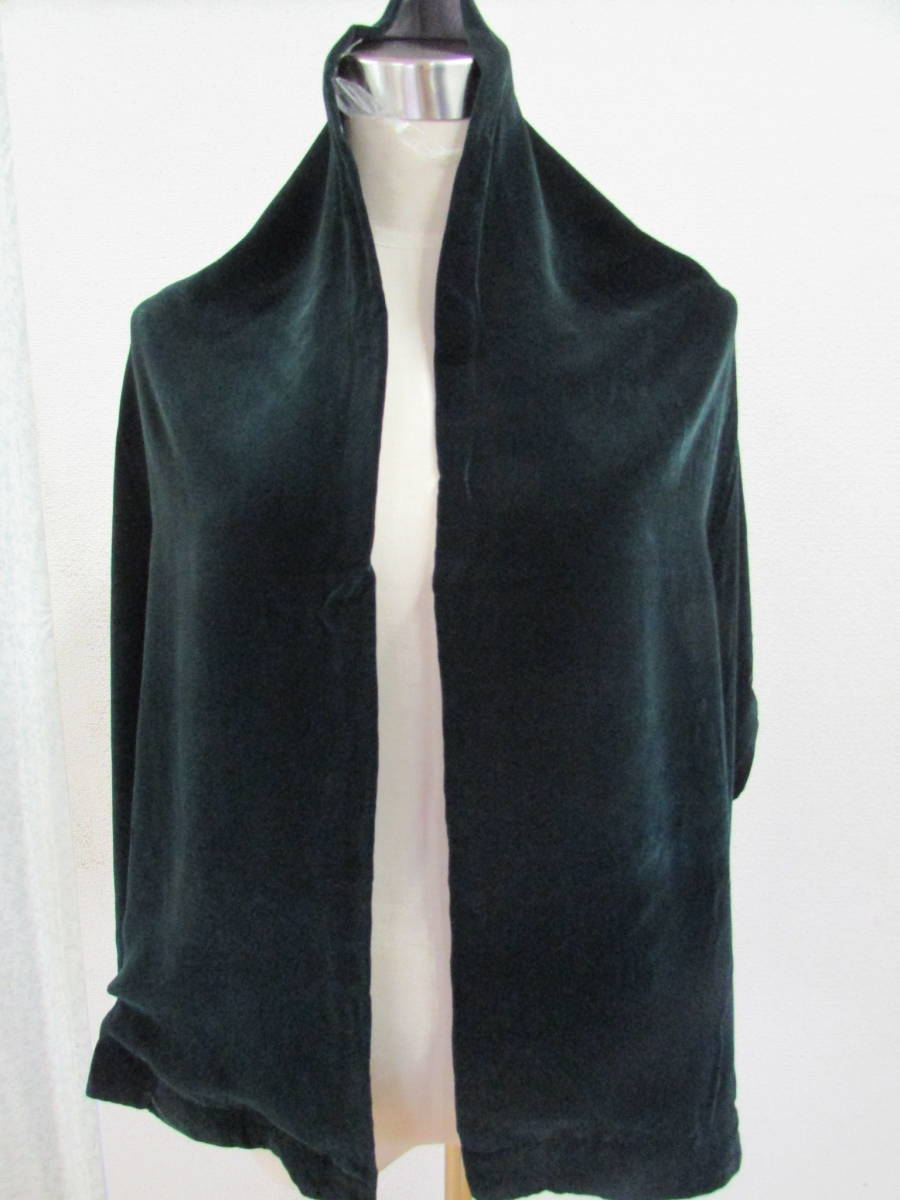 【送料無料】 ショール ベロア 深緑 ダークグリーン (a286)拍卖