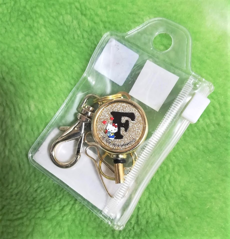 キティ★イニシャル★F★リールキーホルダー★ゴールド★サンリオ★日本製★44%OFF★拍卖