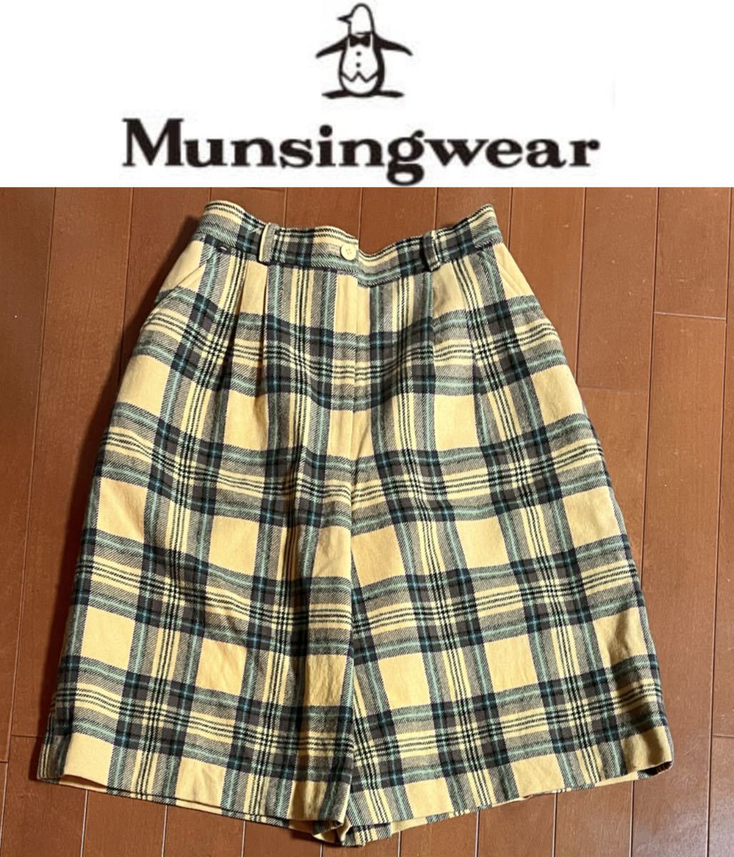 ★Munsingwear マンシングウエア★ウール素材で暖かい!マドラスチェック柄レディースキュロットスカート/M拍卖