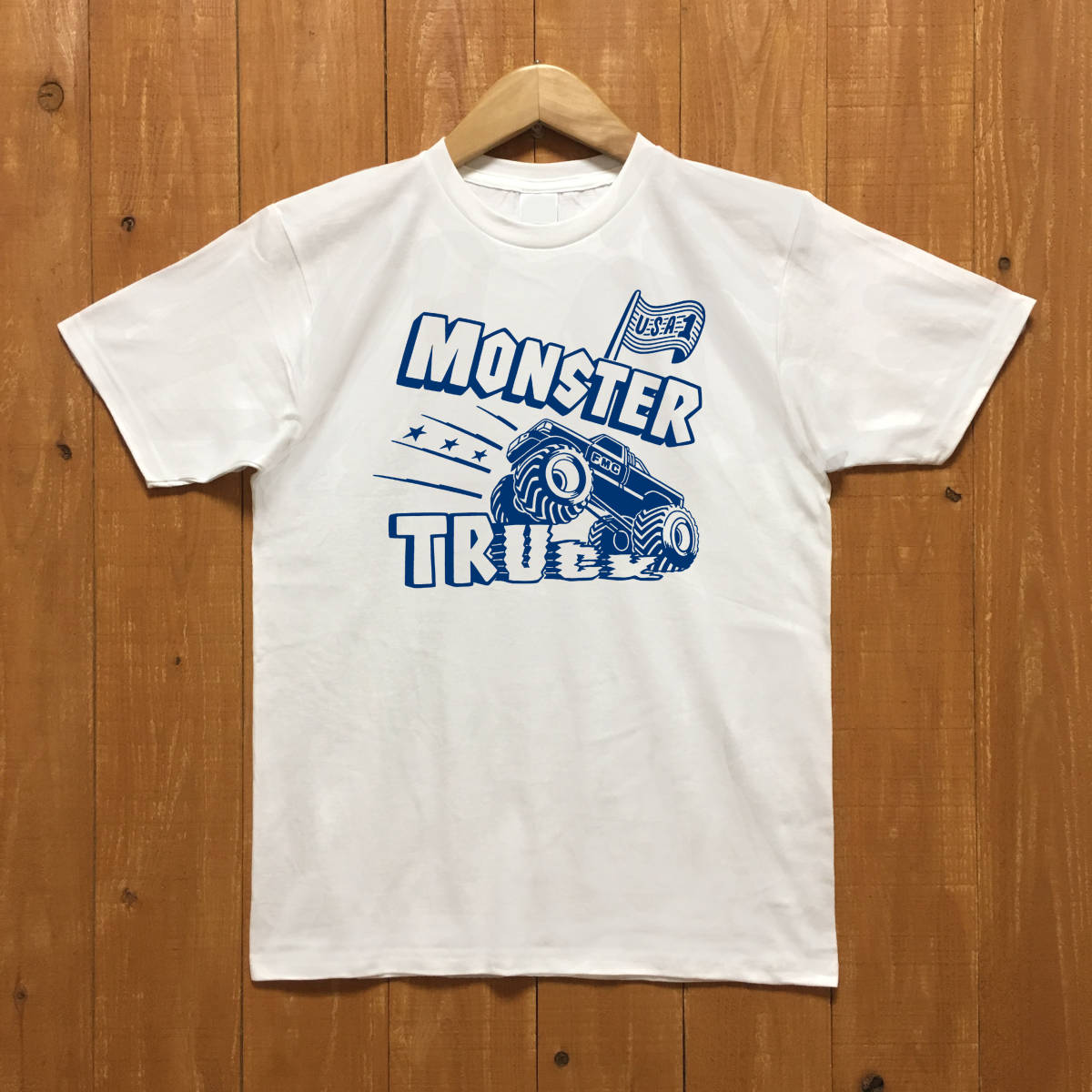■ MONSTER TRUCK Tシャツ■Mサイズ(ホワイトxブル-)FORD フォード拍卖