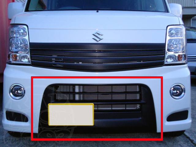 ★岐阜MASA発!suzukiスズキエブリィワゴン64系フロントバンパーカスタムカーボンシートカーラッピングチッピングブラックカモフラグレイ拍卖