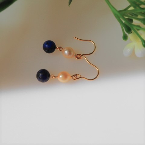 ラピスラズリ アコヤ真珠 ピアス拍卖