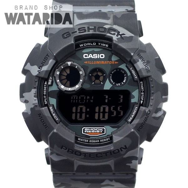 カシオ 腕時計 G-SHOCK BIGCASE GD-120CM グレー ウッドランドカモ 箱付 送料無料拍卖