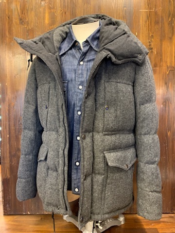 J109 メンズ ダウン ジャケット 温かみのある生地感♪ STOOGE&CO ストゥージ AZUL グレー ウール ヘリンボーン ブルゾン (8)/ M拍卖