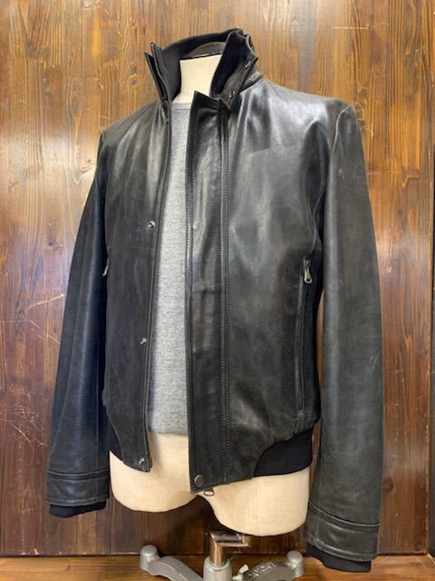 J036 メンズ レザー 細身 ♪ URBAN RESEARCH アーバンリサーチ 本革 革ジャン ブラック ライダース ジャケット ブルゾン (8) / M拍卖