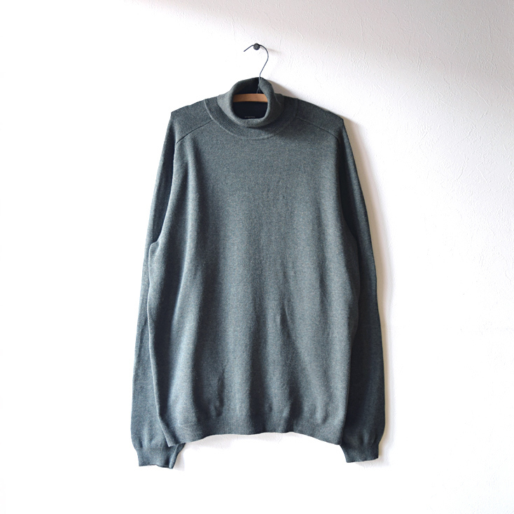 【送料無料】エディーバウアー ハイネック セーター コットンニット メンズL Eddie Bauer オリーブ系 CH0439拍卖