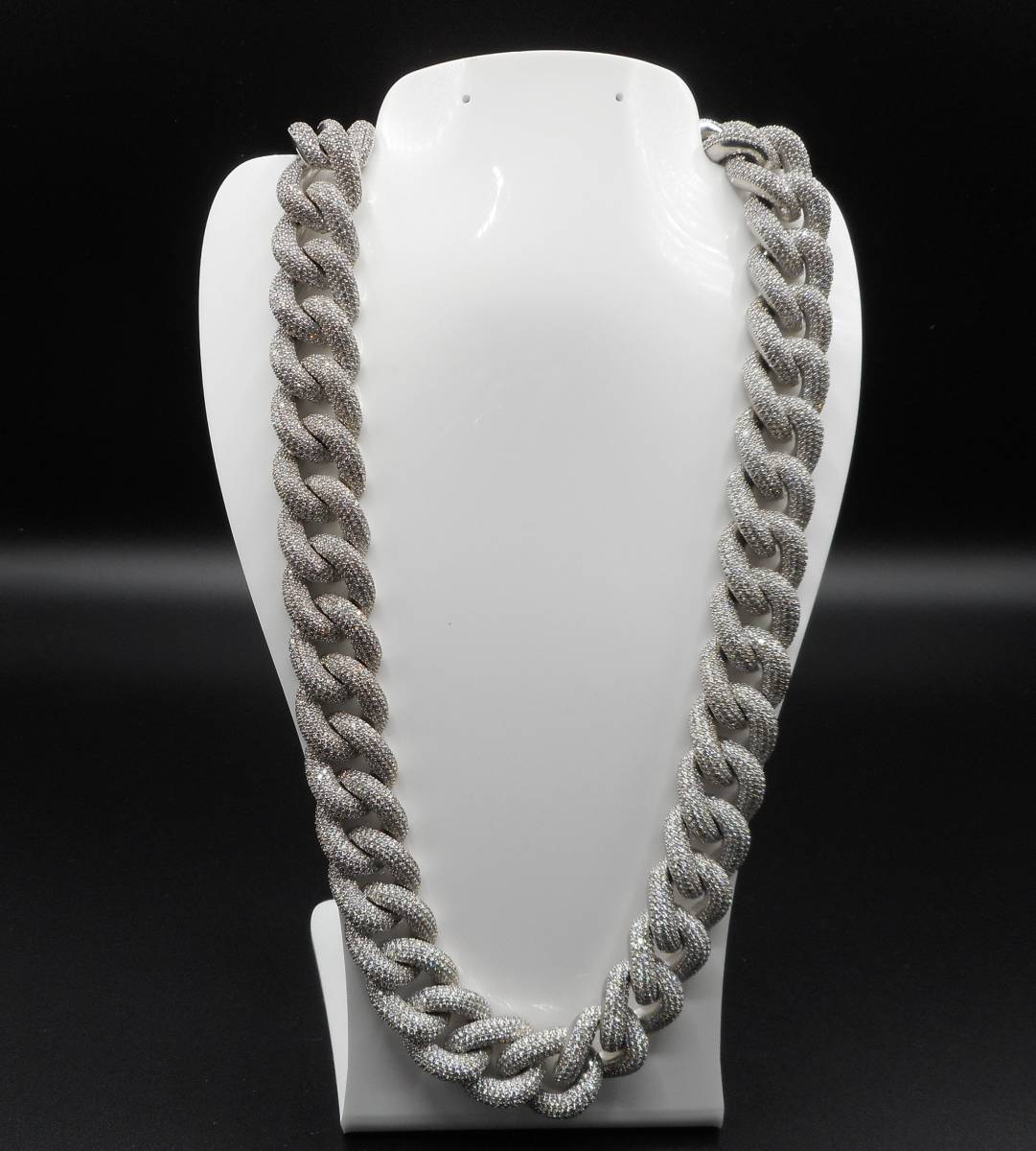 シルバー ジルコニアダイヤ ネックレス 462g 58cm 幅1.8cm 極太 オーダー 18K WG PT900も可能 喜平 純金 メイウェザー トラビススコット拍卖