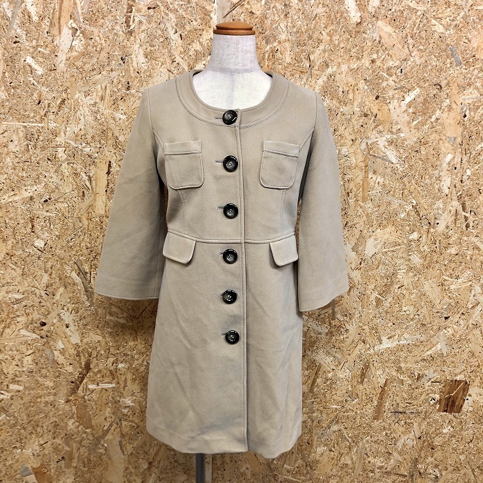 LAUTREAMONT ロートレアモン 2 レディース ノーカラ―コート ボタン留め 裏地付き ソフトな生地感 長袖 ポリエステル100% ベージュ系拍卖