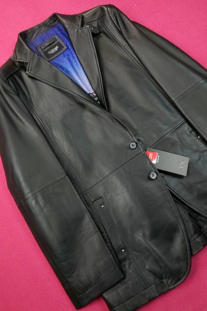 新品 SALE!! 特別価格!! 送料無料 barassi バラシ 48 Lサイズ レザージャケット 9150-6781 黒拍卖