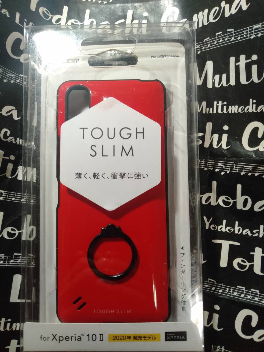 ELECOM Xperia 10 II SO-41A SOV43 レッド TOUGH SLIM リング付 独自設計のエアクッションが効率的に衝撃を吸収する薄くて軽い耐衝撃ケース拍卖