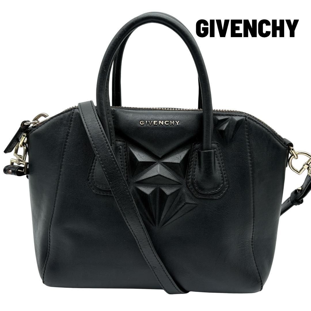 2way GIVENCHY ジバンシィ ジバンシー アンティゴナ レザー ショルダーバッグ ハンドバッグ 黒 ブラック拍卖