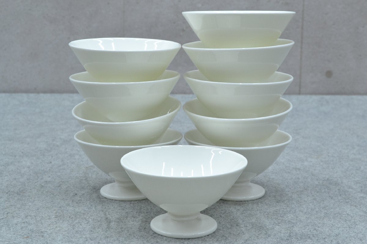 k1259■NARUMI ナルミ■デザートカップ 10点セット■外径φ約110mm 高さ約60mm■業務用洋食器 ホテル レストラン拍卖