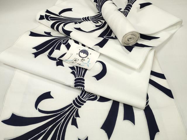 平和屋本店●極上 男性 夏物 竺仙鑑製 浴衣 反物 着尺 束ね熨斗文 証紙付き キングサイズ 綿 逸品 未使用 DZAA11683kh6拍卖