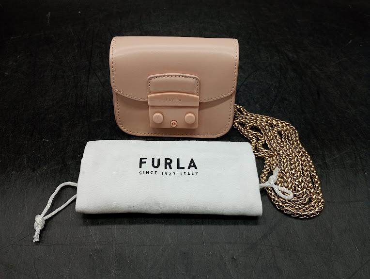 ▽【802】 フルラ ショルダーバッグ / FURLA メトロポリス チェーン ショルダー ミニ クロスボディ ポシェット ミニバッグ ピンク拍卖