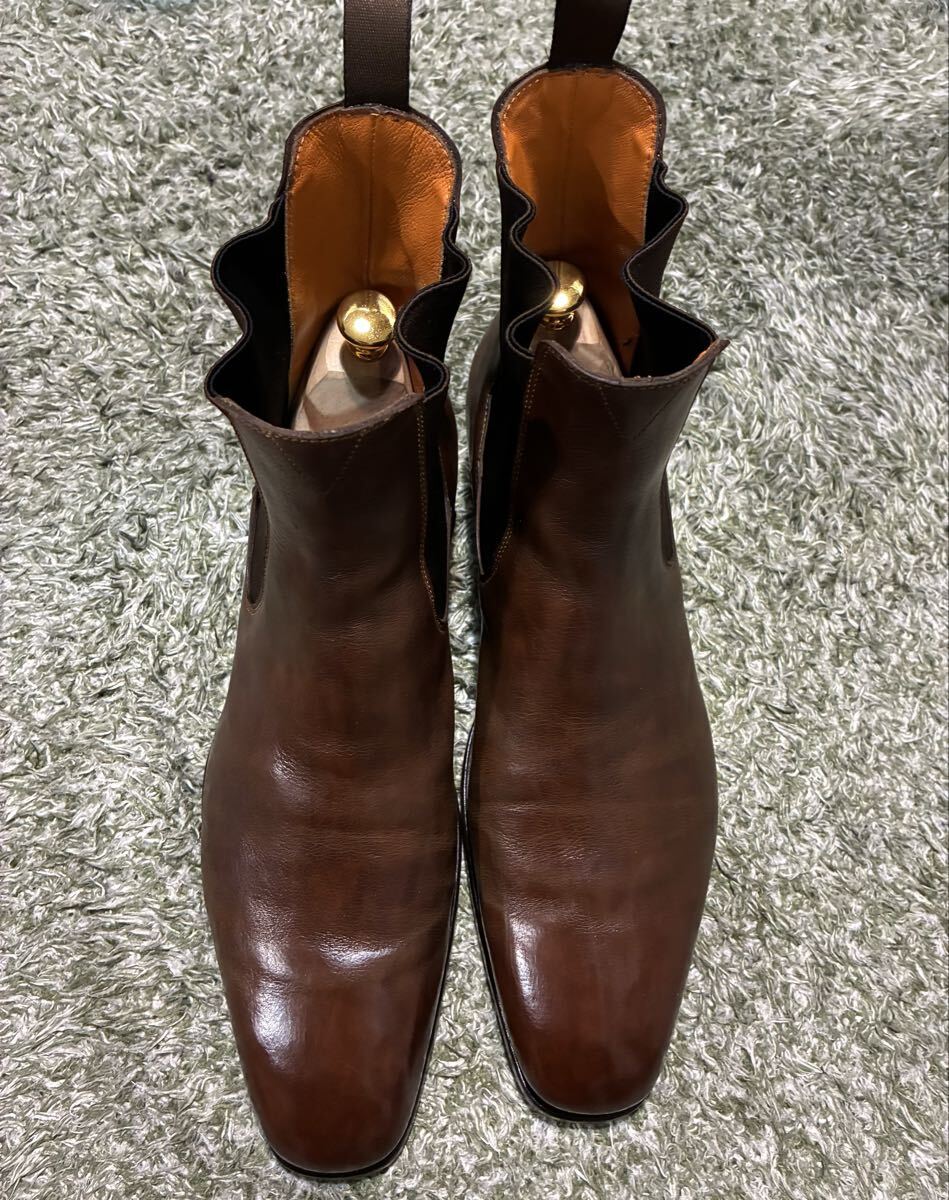 SANTONI サントーニ サイドゴアブーツ UK7.5 26.5cm 27cm 別注品 ブラウン レザーシューズ サイドゴア ブーツ レザー拍卖