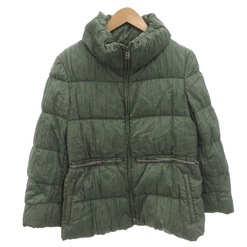 アルマーニ コレツィオーニ ARMANI COLLEZIONI ジャケット ブルゾン 44 緑 グリーン スタンドカラー シワ加工 /FF ■GY18 レディース拍卖