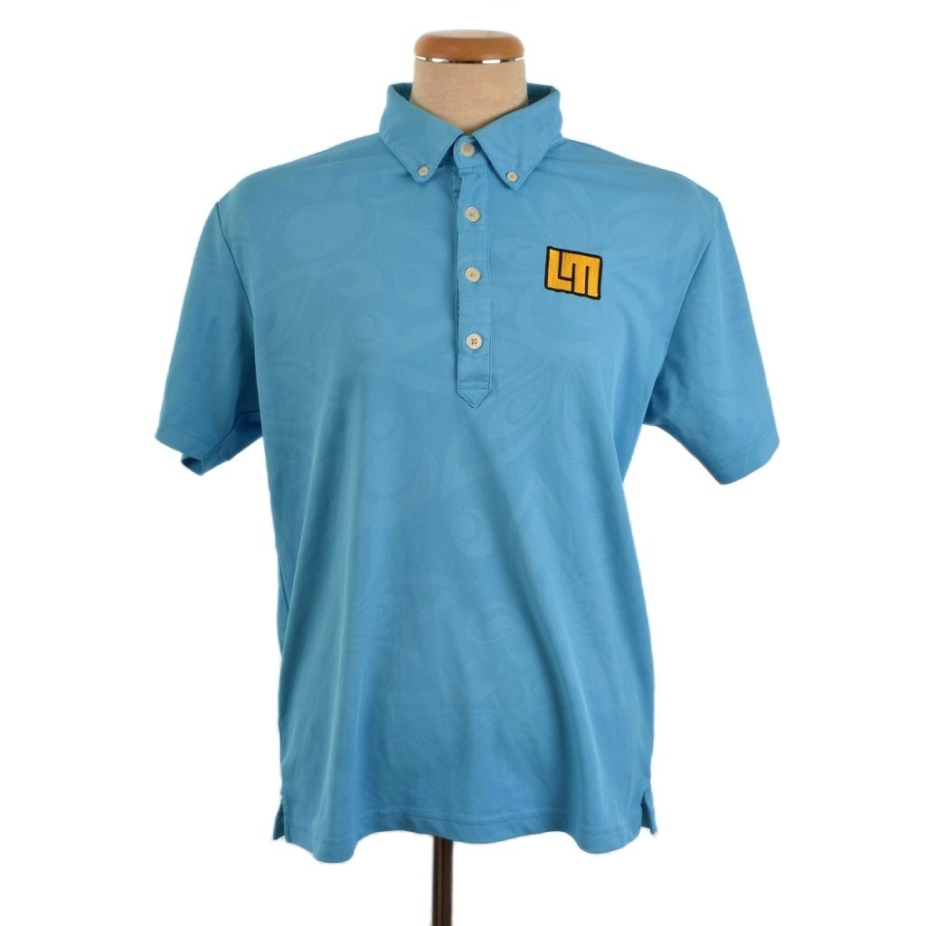 ラウドマウスゴルフ Loud Mouth Golf 半袖ポロシャツ 刺繍ロゴ 総柄 L 水色 黄色 イエロー ML767600 ■FY レディース拍卖