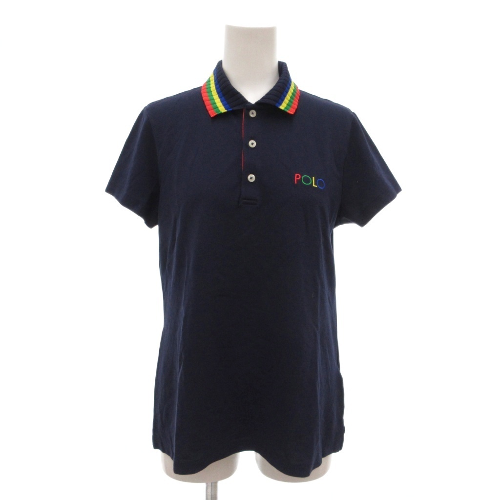ポロゴルフ ラルフローレン POLO GOLF RALPH LAUREN 美品 ポロシャツ 半袖 ロゴ S 紺 ネイビー /NL ■GY60 レディース拍卖