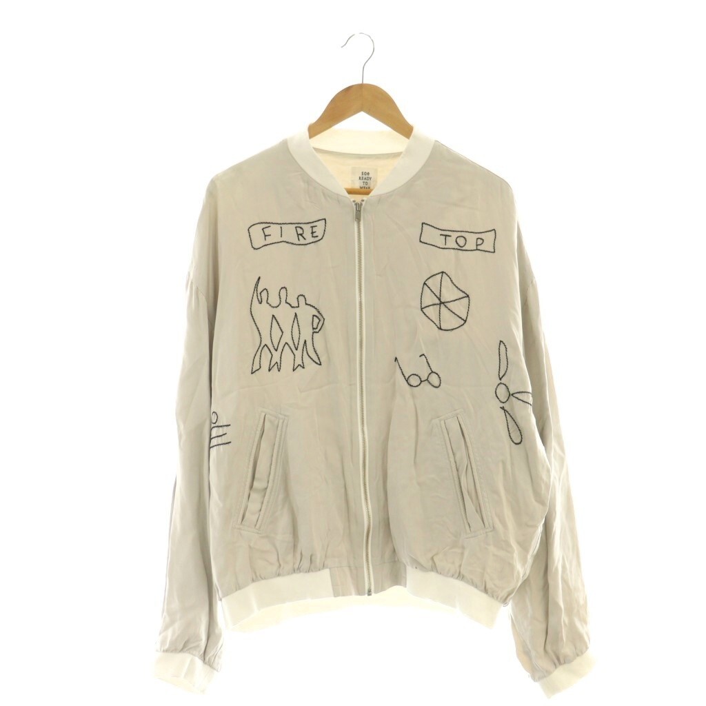 ソーイ SOE SO Satin Bomber YMO Jacket サテンブルゾン 刺繍 3 ライトグレー 白 黒 /CX ■OS ■SH メンズ拍卖