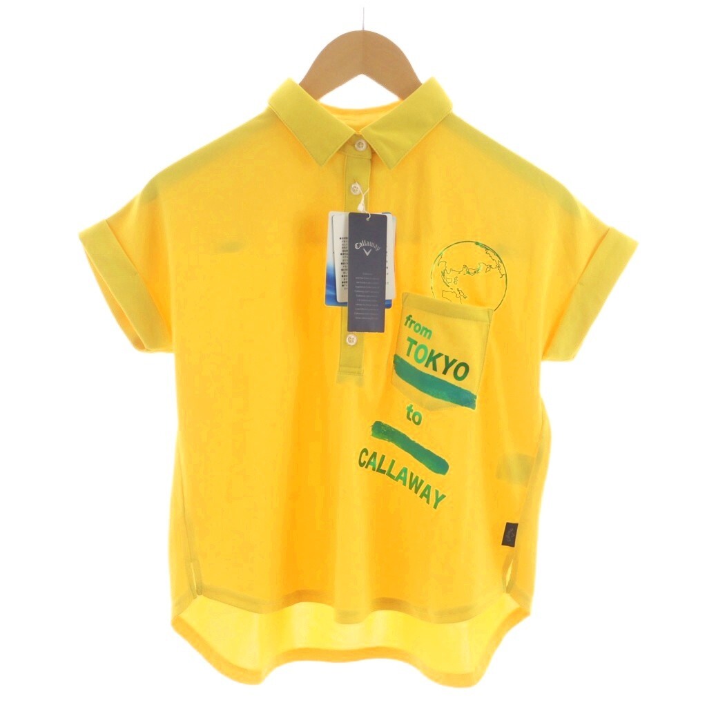 未使用品 キャロウェイ CALLAWAY タグ付き ポロシャツ 半袖 S 黄色 イエロー /RR レディース拍卖