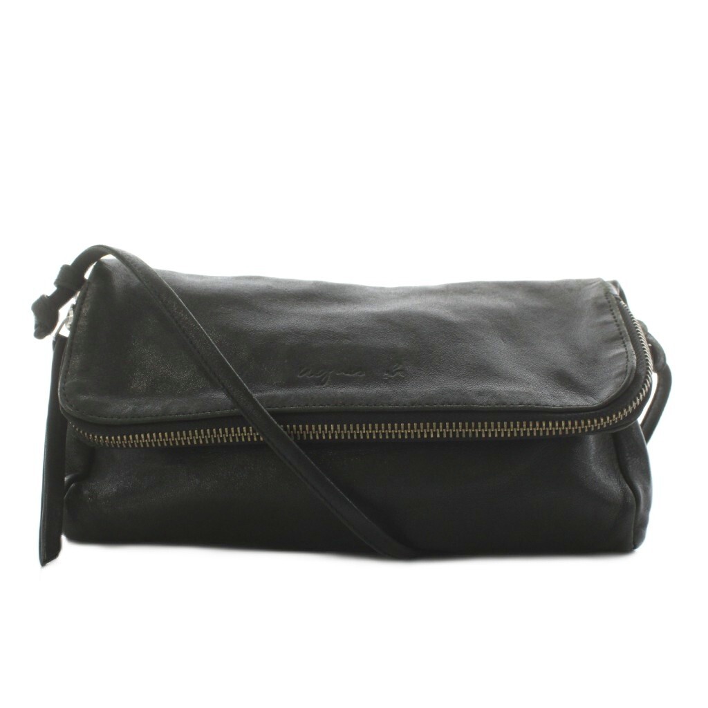 アニエスベー agnes b. ポシェット ショルダーバッグ レザー 黒 ブラック /AN26 レディース拍卖