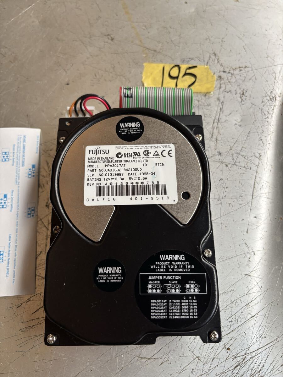 ハードドライブ 富士通 MPA3017AT 1.7GB 5400RPM。新品同様。未使用。長期保管品拍卖