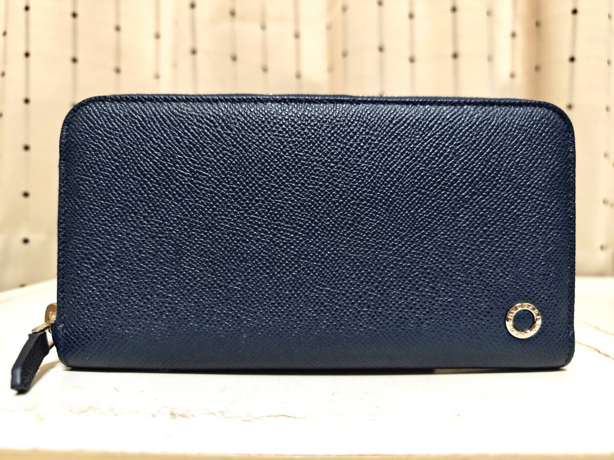 未使用品 BVLGARI ブルガリ 288254 ブルガリ・ブルガリ マン ラウンドファスナー ロングウォレット ジップウォレット 長財布 ネイビー拍卖