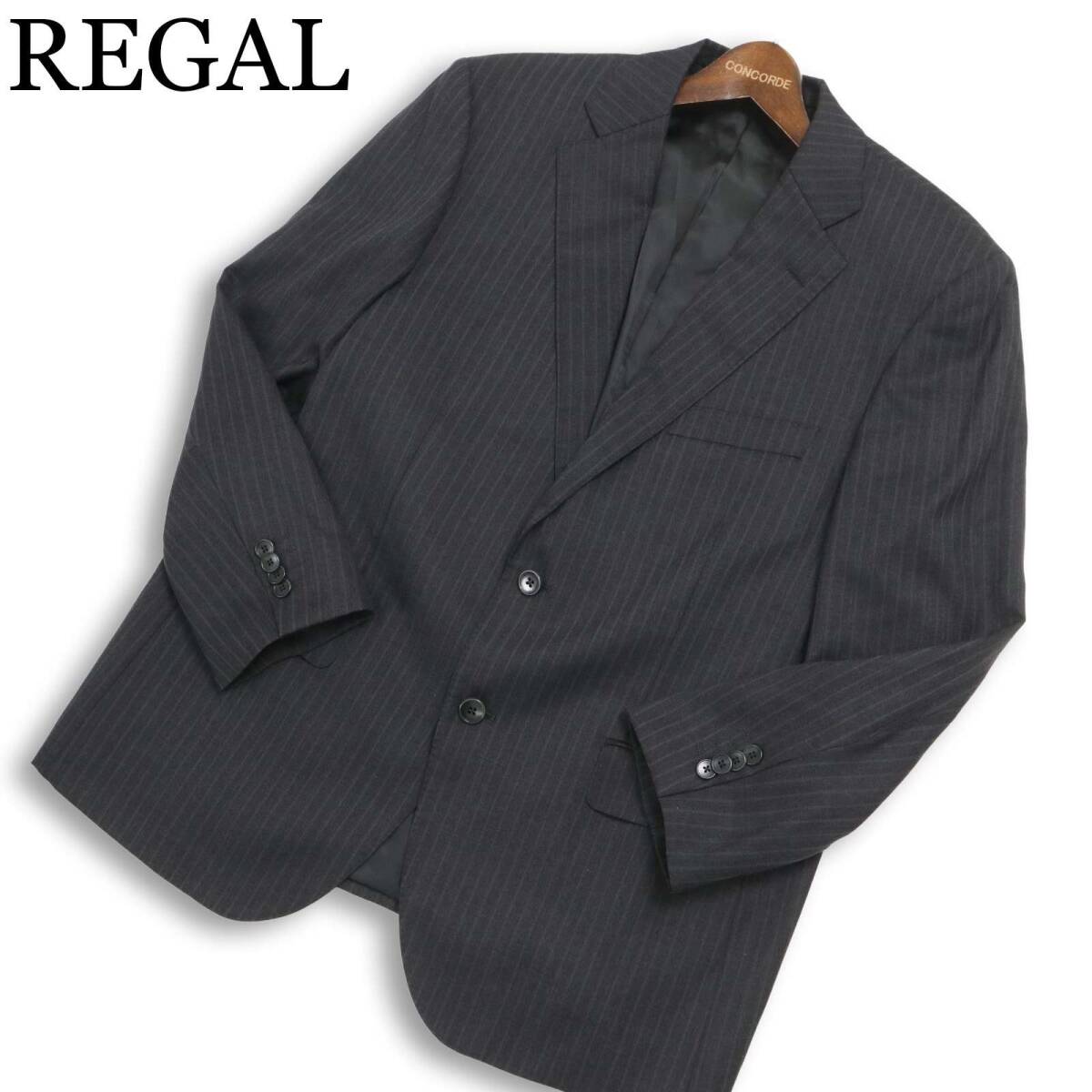 REGAL リーガル 通年 総裏 MIYUKI PLANZA COLLECTION 御幸毛織★ ストライプ テーラード ジャケット Sz.BE4 メンズ グレー拍卖
