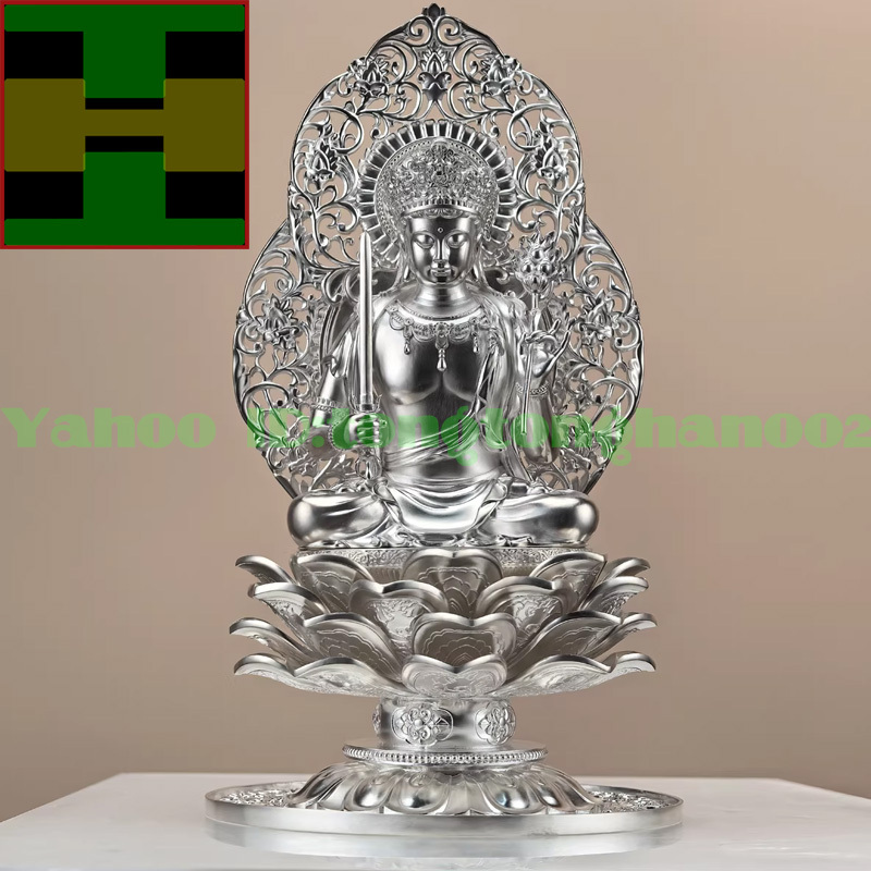 【縁起置物】S999純銀 銀像 置物『虚空蔵菩薩本尊蓮花座像(丑年寅年)』仏教 仏壇 仏具 装飾品 開運風水 シルバー★高250mm 重2000g U11拍卖