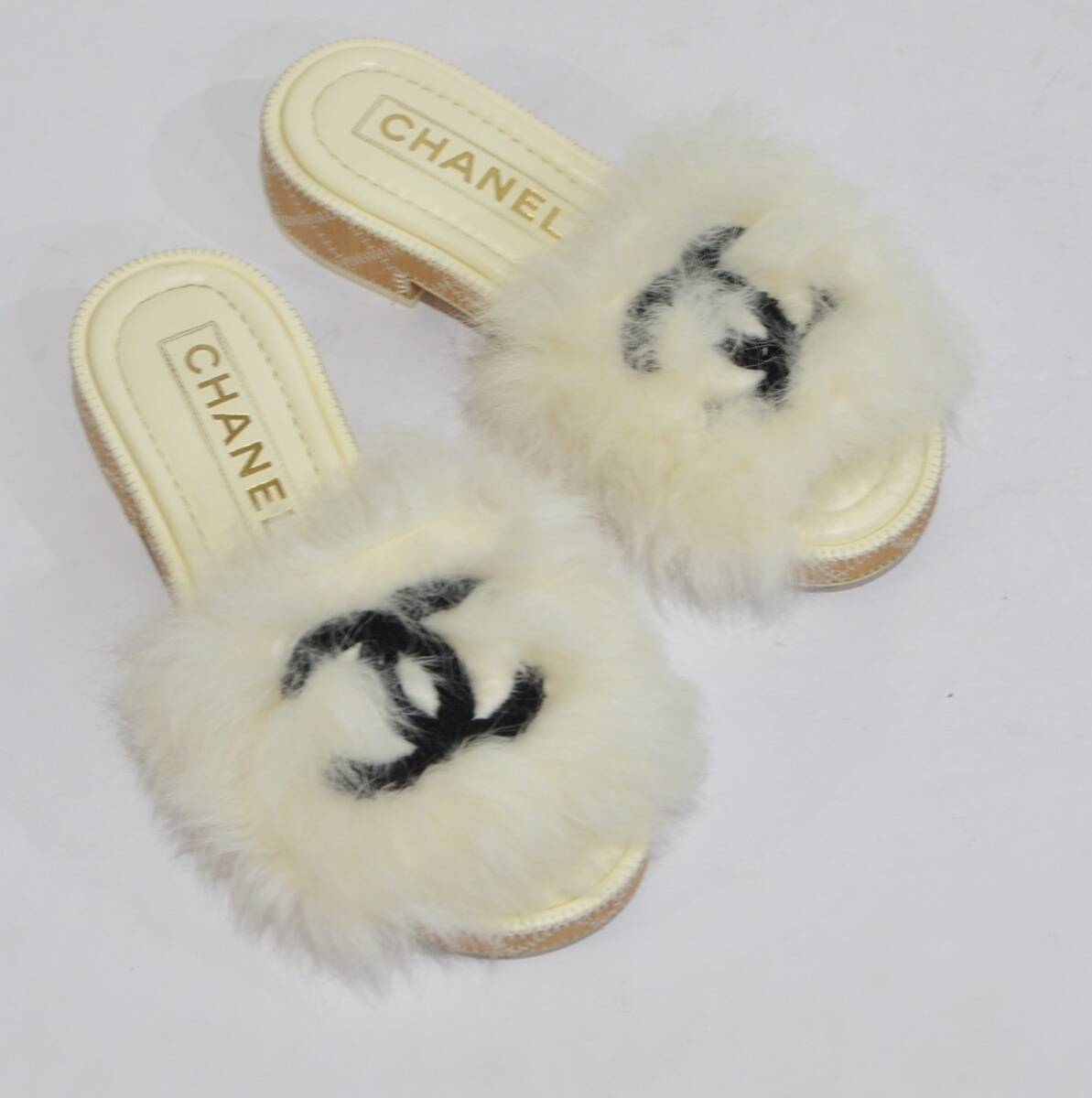 CHANEL シャネル G39357 CC ココマーク ファー ミュール サンダル 36C Y-22507X拍卖