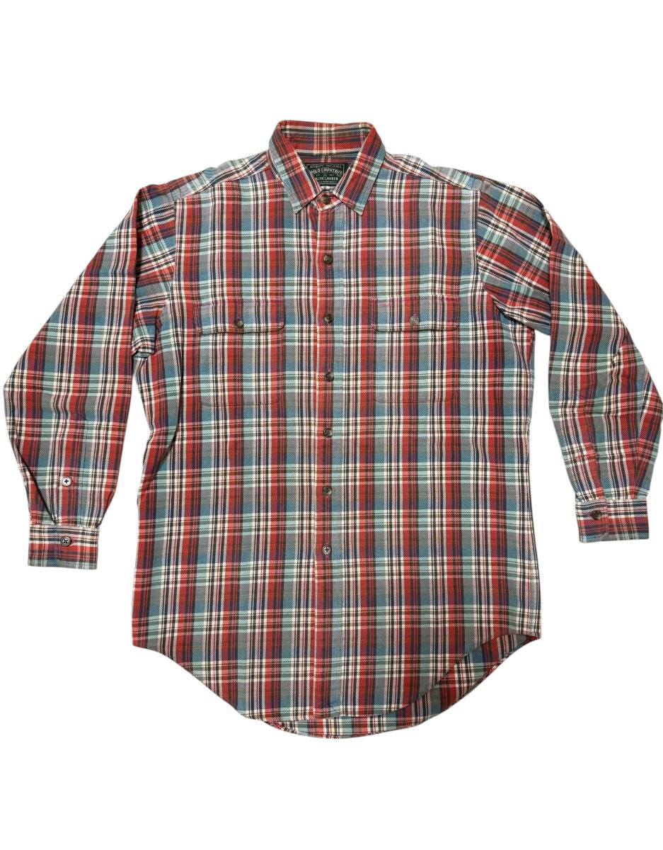 80 - 90 'S ポロ カントリー polo country ネル シャツ M 三ツ星 RRL ヴィンテージ vintage USA アメリカ 初期 希少 OLD ダブルアールエル 拍卖