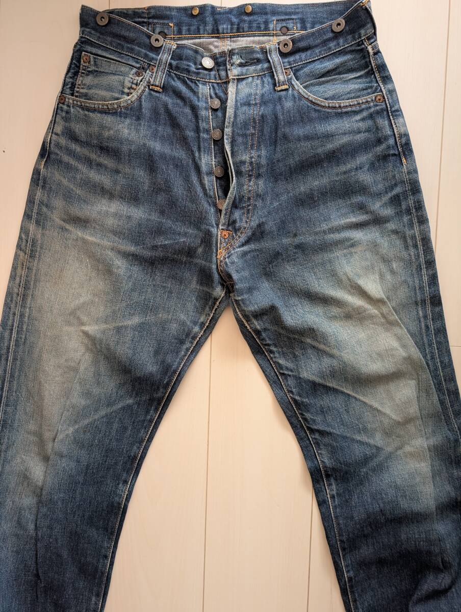 エヴィスジーンズ 1990年代製 W31 L35 EVISU エヴィス ひげ 赤耳 サスペンダーボタン シンチバッグ破損 ヴィンテージ拍卖