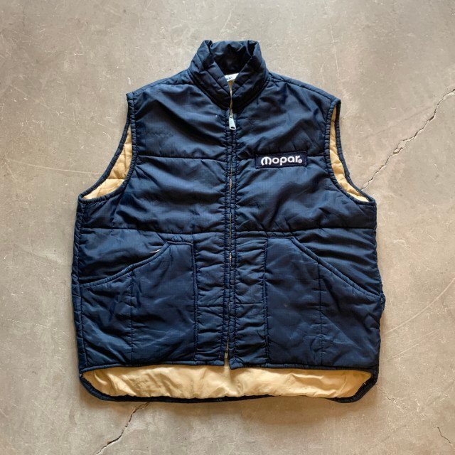 【L/XL】70s-80s GCA「mopar」中綿ダウンベスト ネイビー■ビンテージ オールド レトロ アメリカ古着 モーター系 モパー アメ車拍卖