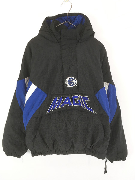 キッズ 古着 90s STARTER NBA Orlando Magic マジック ハーフジップ パデット ナイロン ジャケット パーカー L拍卖
