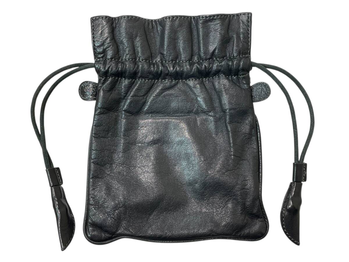 ISSEY MIYAKE イッケイミヤケ レザー ポーチ 巾着 小物入れ拍卖
