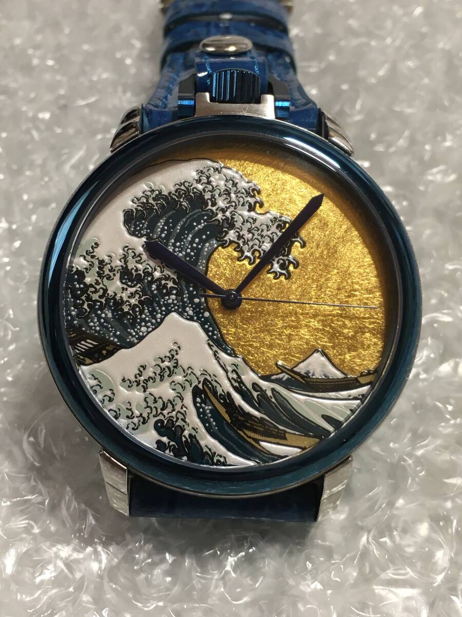 北斎 富岳 金蒔絵仕上げ 24金 金箔文字盤 メンズ QZ 懐中時計WAY 新品 拍卖