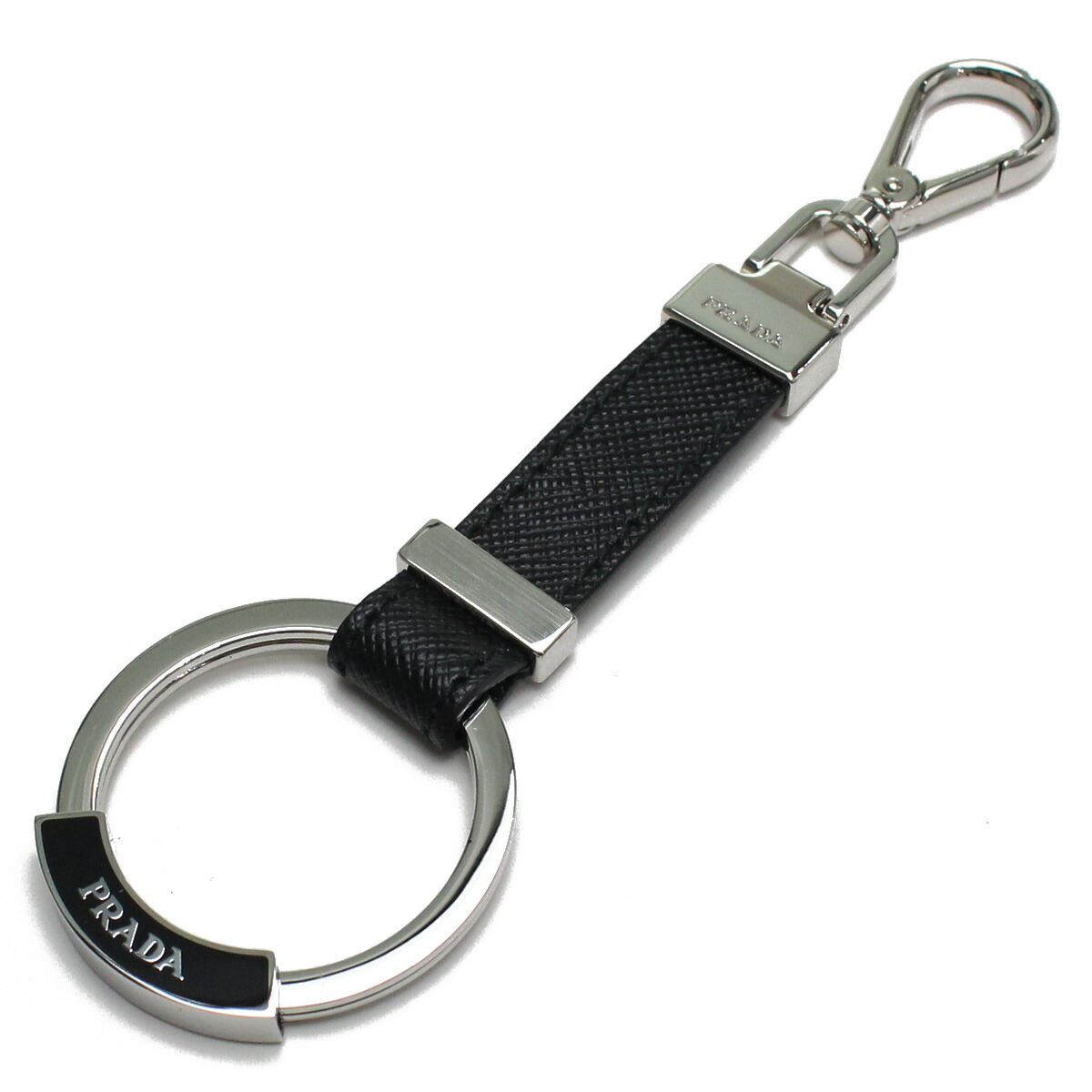 プラダ PRADA サフィアーノ キーリング キーホルダー 2PP042 053 F0002 NERO ブラック メンズ拍卖