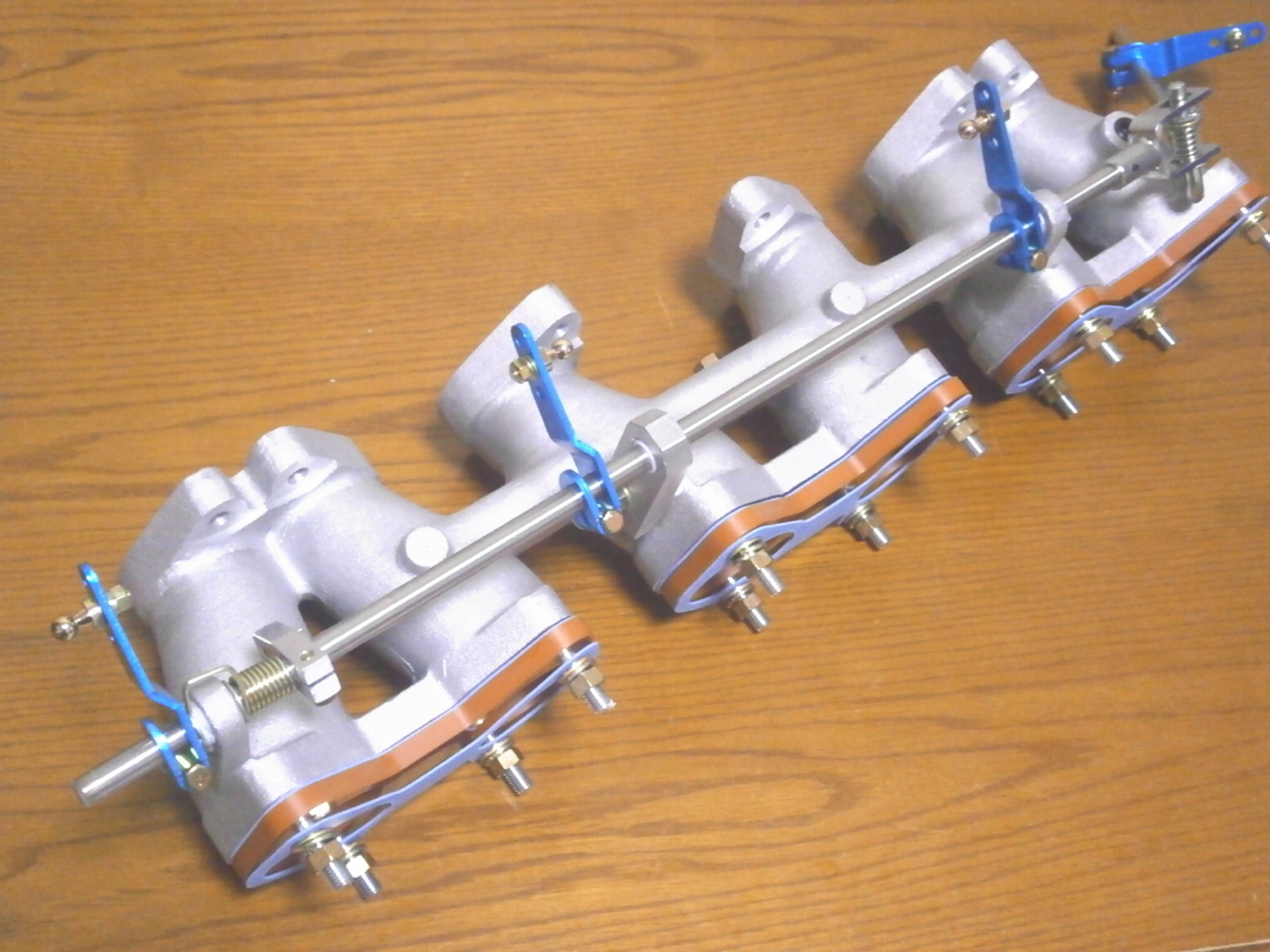 L型エンジン/50パイ用インテークマニホールド新品ロッド式/ソレックスSOLEXウェバーWEBERインマニ S130ZハコスカS30ZケンメリL6L28拍卖