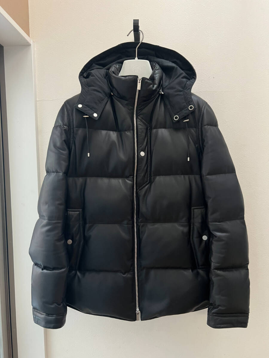 エルメス 顧客特別注文品 レザー ダウン ジャケット コート ライダース 定価250万円 付属品完備 新品 黒 ブラック セリエ 2WAY size46 M-L拍卖