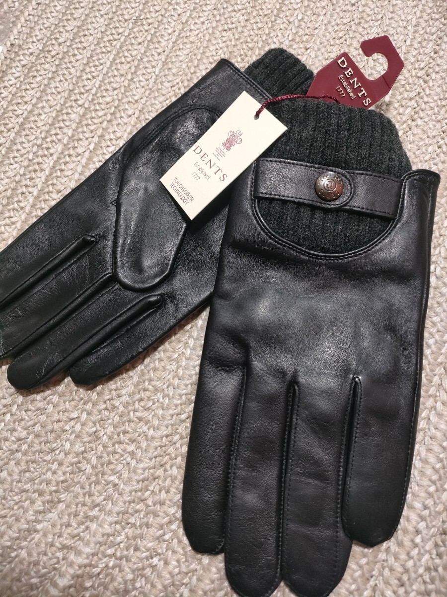 新品 未使用 DENTS レザー グローブ BUXTON ブラック M デンツ 手袋 メンズ ニット コンビ 牛革 スムースレザー拍卖