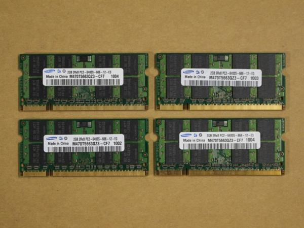 SAMSUNG★PC2-6400S 2R×8 2GB×4枚組 8GB ノート用メモリ拍卖