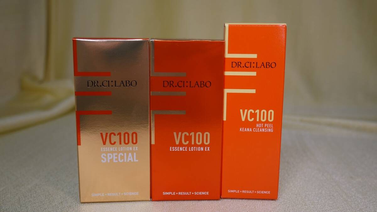 未開封 ドクターシーラボ VC100 3個 Vエッセンスローション EX S 化粧水28ml/EX R 化粧水28ml/VホットPクレンジングX メイク落とし 洗顔18g拍卖