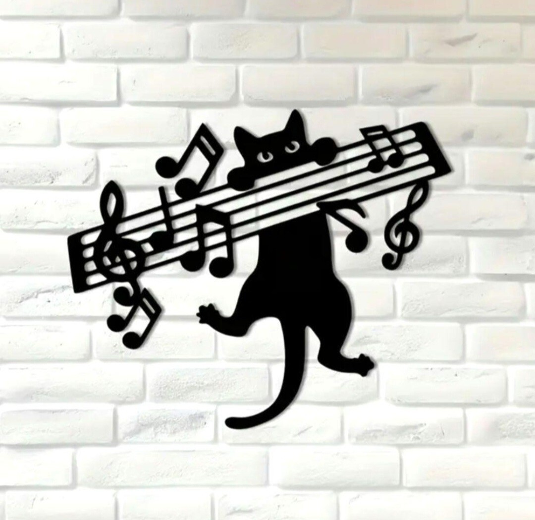 メタルアート 猫のシルエットS1 音符 猫の雑貨 HANAKO拍卖