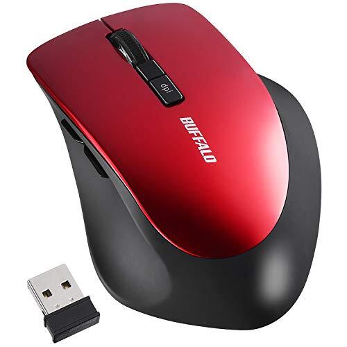 バッファロー マウス 無線 ワイヤレス 静音 5ボタン 【戻る/進むボタン搭載】dpi切替 BlueLED レッド BSMBW325RD拍卖